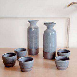 伊賀焼　徳利　お猪口 5個（〜10個）　ぐい呑み　酒器　日本酒　橋本美穂　作家物(アルコールグッズ)