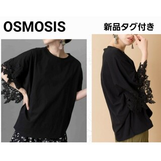 OSMOSIS - 【新品タグ付き】オズモーシス　アシンメトリーレースTシャツ　ブラック★　完売