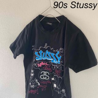 ステューシー(STUSSY)の90sStussyステューシーtシャツ半袖メンズブラック黒メキシコ製m(Tシャツ(半袖/袖なし))