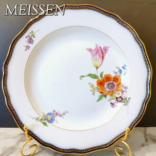 マイセン(MEISSEN)の極美品★ Meissen マイセン Ａカンテ コバルト 金彩フラワーブーケ 大皿(食器)