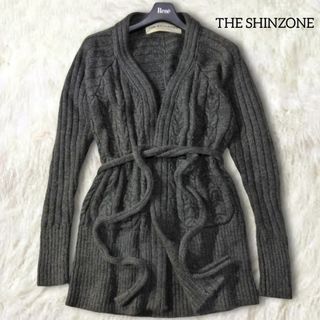 シンゾーン(Shinzone)のザシンゾーン ✿ モヘア ベルト 長袖 ニット カーディガン グレー ケーブル編(カーディガン)