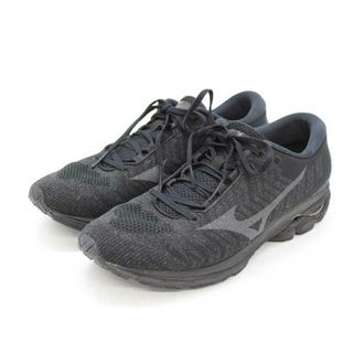 【値下げ】♪MIZUNO/ミズノ♪ランニングシューズ/WAVE KNIT/シンプル/カジュアル/オシャレ/シューズ/靴 ブラック/黒色 メンズ 28.5 【中古】 春夏秋冬 135032