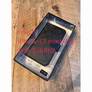 コーチ(COACH)の新品 COACH iPhone13 mini 手帳型カバー シグネチャーブラック(iPhoneケース)