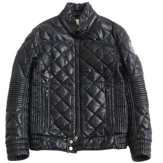 モンクレール(MONCLER)の良品 MONCLER モンクレール 希少 レザーロゴパッチ付き ダウンジャケット ブラック 0 正規品 メンズ 秋冬おすすめ◎(ダウンジャケット)