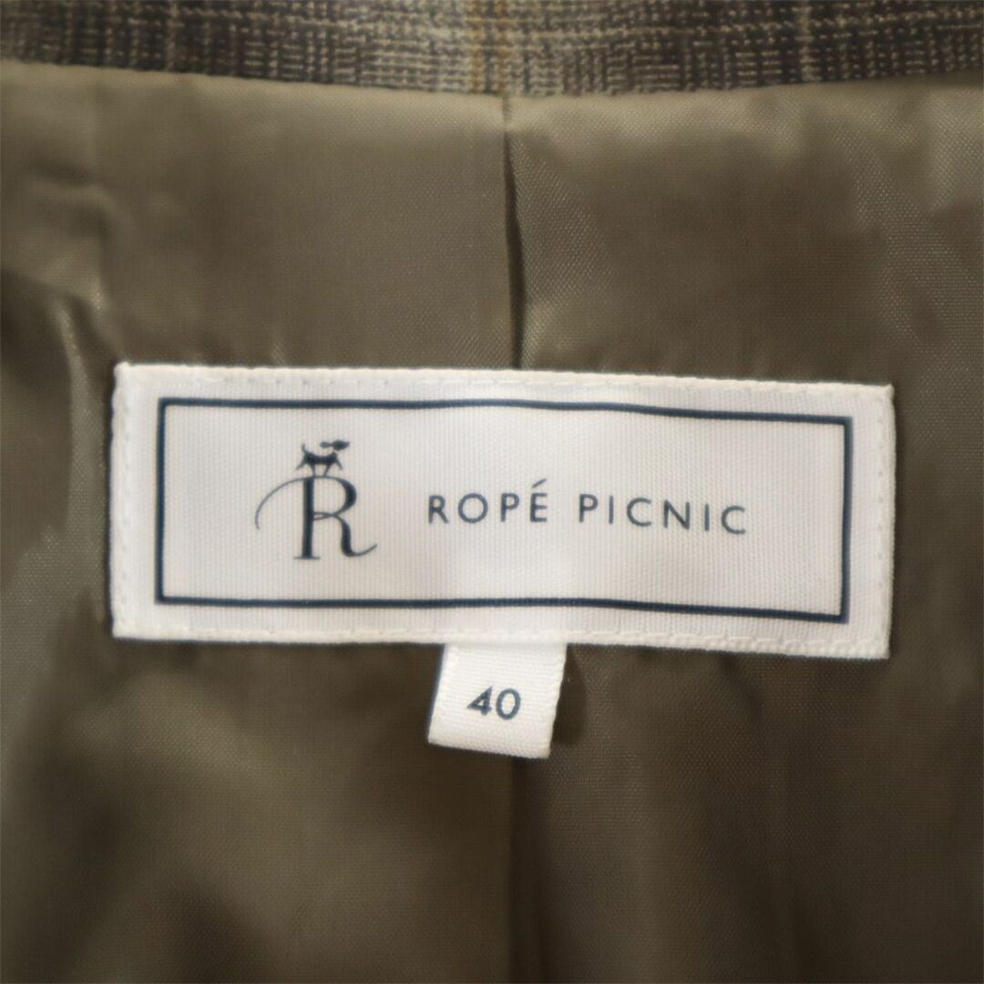 Rope' Picnic(ロペピクニック)のロペピクニック チェック柄 パンツスーツ 上下 セットアップ 40/38 ブラウン系 ROPE PICNIC レディース 古着 【240311】 レディースのジャケット/アウター(テーラードジャケット)の商品写真