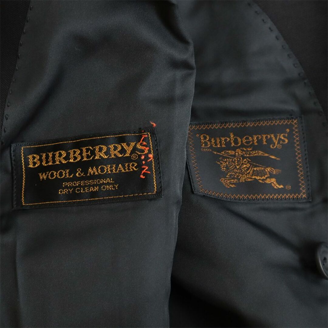 BURBERRY(バーバリー)のバーバリーズ 90s オールド モヘアブレンド ダブル スーツ 上下 セットアップ 170-A5/175-YA6 ブラック Burberrys メンズ 古着 【240311】 メンズのスーツ(スーツジャケット)の商品写真