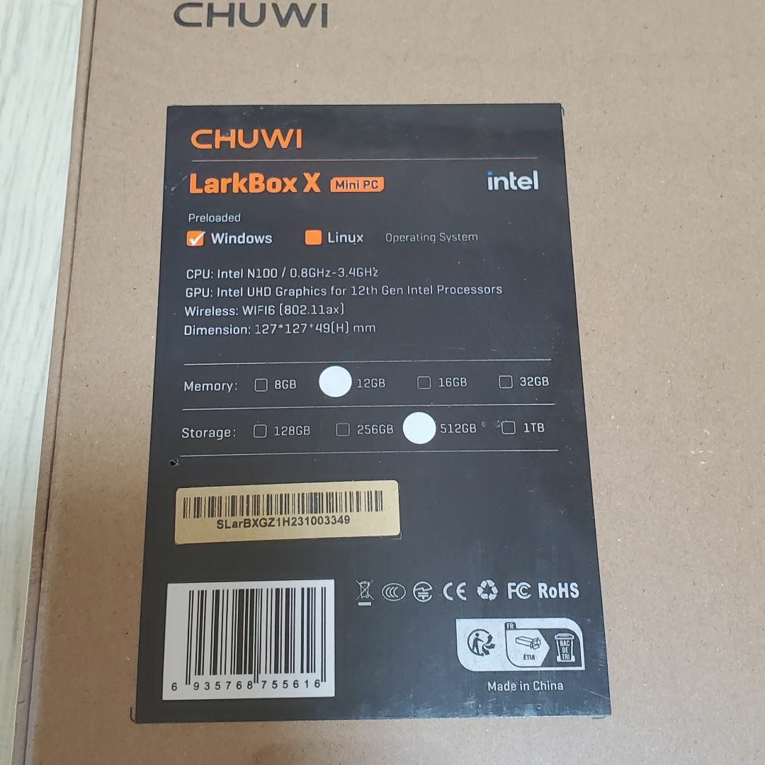 CHUWI(ツーウェイ)の新品 CHUWI LarkBox 最新 N100 DDR5 12GB 512GB スマホ/家電/カメラのPC/タブレット(デスクトップ型PC)の商品写真