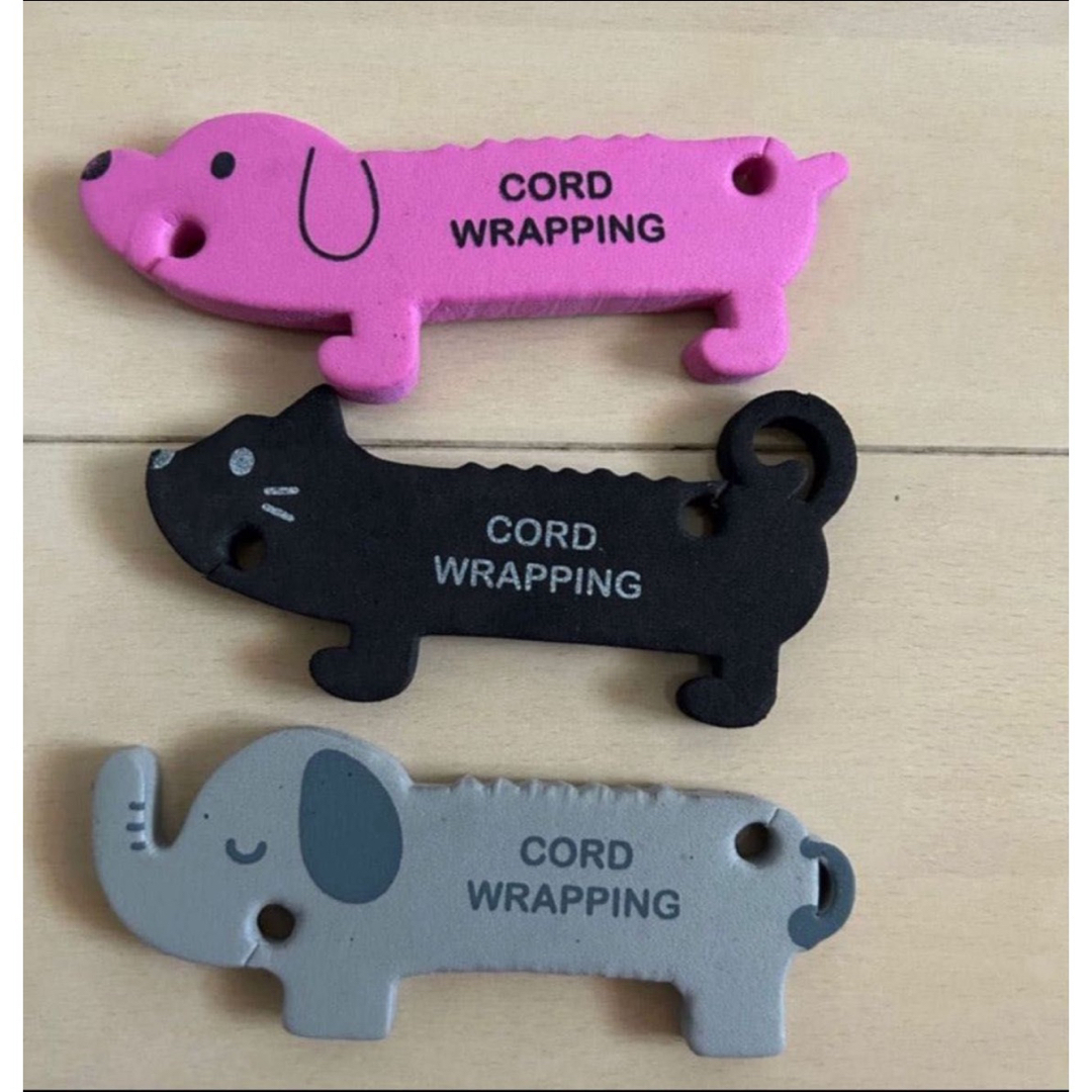 CORD WRAPPING 動物コードホルダー3点& 誘引クリップ 10個セット インテリア/住まい/日用品のインテリア小物(その他)の商品写真
