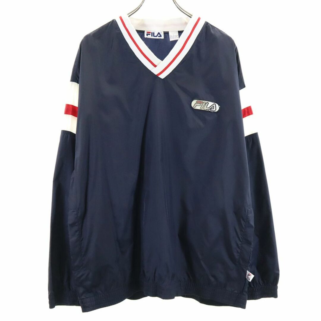 FILA(フィラ)のフィラ 90s オールド 長袖 プルオーバー ナイロンジャケット L ネイビー FILA メンズ 古着 【240311】 メンズのジャケット/アウター(ナイロンジャケット)の商品写真