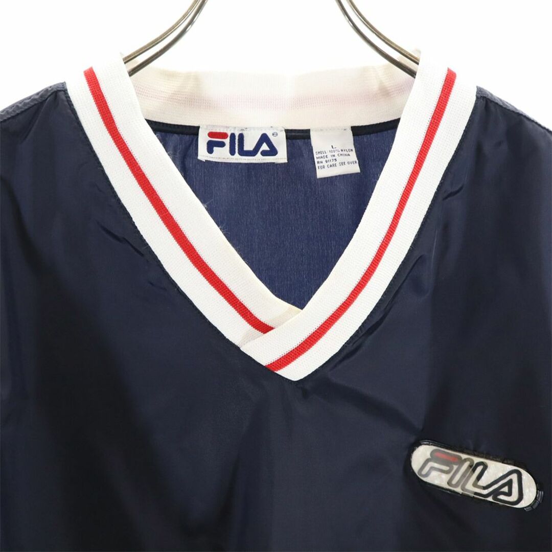 FILA(フィラ)のフィラ 90s オールド 長袖 プルオーバー ナイロンジャケット L ネイビー FILA メンズ 古着 【240311】 メンズのジャケット/アウター(ナイロンジャケット)の商品写真