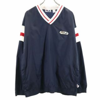 FILA - フィラ 90s オールド 長袖 プルオーバー ナイロンジャケット L ネイビー FILA メンズ 古着 【240311】