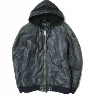 ディーゼル(DIESEL)のDIESEL ディーゼル ラムレザーパーカー S ネイビー 革ジャン シープスキン フーデッド ジャケット アウター【中古】【DIESEL】(レザージャケット)