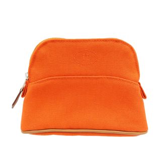 エルメス(Hermes)の未使用 エルメス ミニボリードポーチ キャンバス シルバー金具 オレンジ ブラウン ポーチ 0077【中古】HERMES(ポーチ)