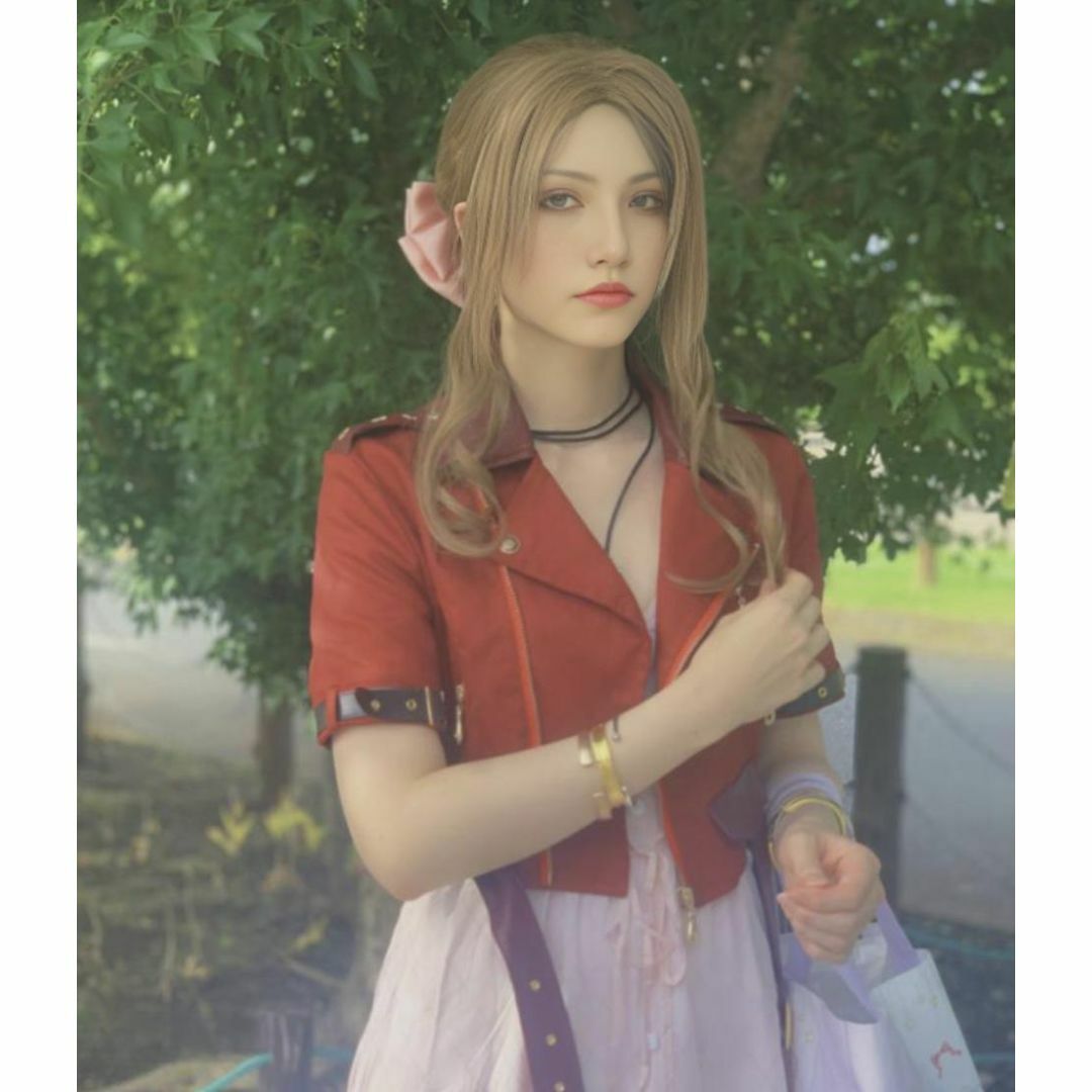 エアリス ウィッグ コスプレ かつら 180度耐熱 58cm国内【現物 エアリス ウィッグ コスプレ かつら 180度耐熱 58cm国内【現物