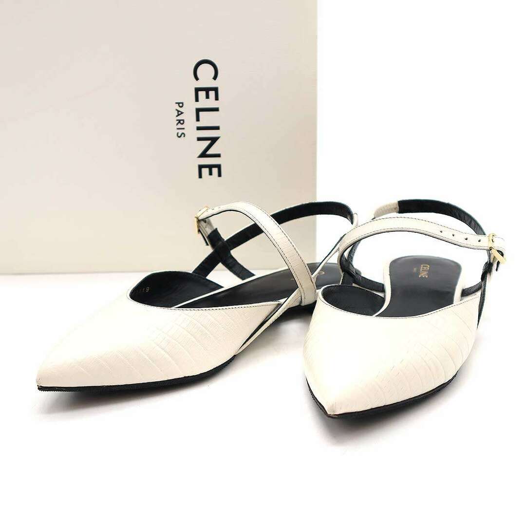celine(セリーヌ)のCELINE セリーヌ エンボス ストラップミュールサンダル ホワイト 36 RM1119 レディースの靴/シューズ(サンダル)の商品写真