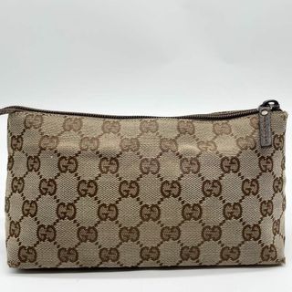 グッチ(Gucci)のグッチ　ポーチ　小物入れ　GGキャンバス　レザー　ベージュ　ブラウン(その他)