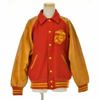 【VINTAGE】USMC 袖レザー 襟付きベースボールジャケット(スタジャン)