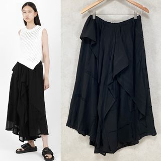 Y's - Y's 22SS PATCHWORK JACQIARD RUFFLE PANTS