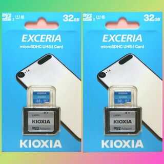 トウシバ(東芝)の【アダプタ付】キオクシア 東芝 microSDカード SDカード 32GB　2枚(その他)