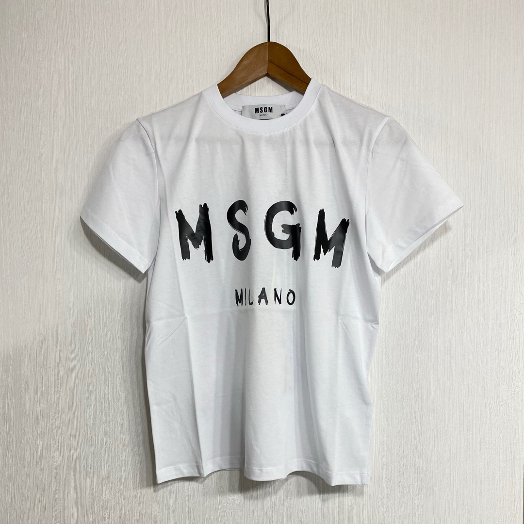 新素材新作 レディース 新品 MSGM 半袖 白 ロゴTシャツ 半袖