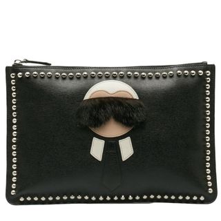 FENDI - フェンディ カールラガーフェルド スタッズ クラッチバッグ 7N0078 レザー レディース FENDI 【1-0138674】