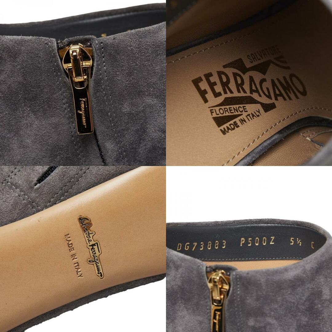 Salvatore Ferragamo(サルヴァトーレフェラガモ)の美品 サルヴァトーレフェラガモ ブーツ ブーティ ハイヒール アンクル サイドジップ サイズ：5 1/2 DG73883 ヌバック レディース Salvatore Ferragamo 【230-41174】 レディースの靴/シューズ(ブーツ)の商品写真