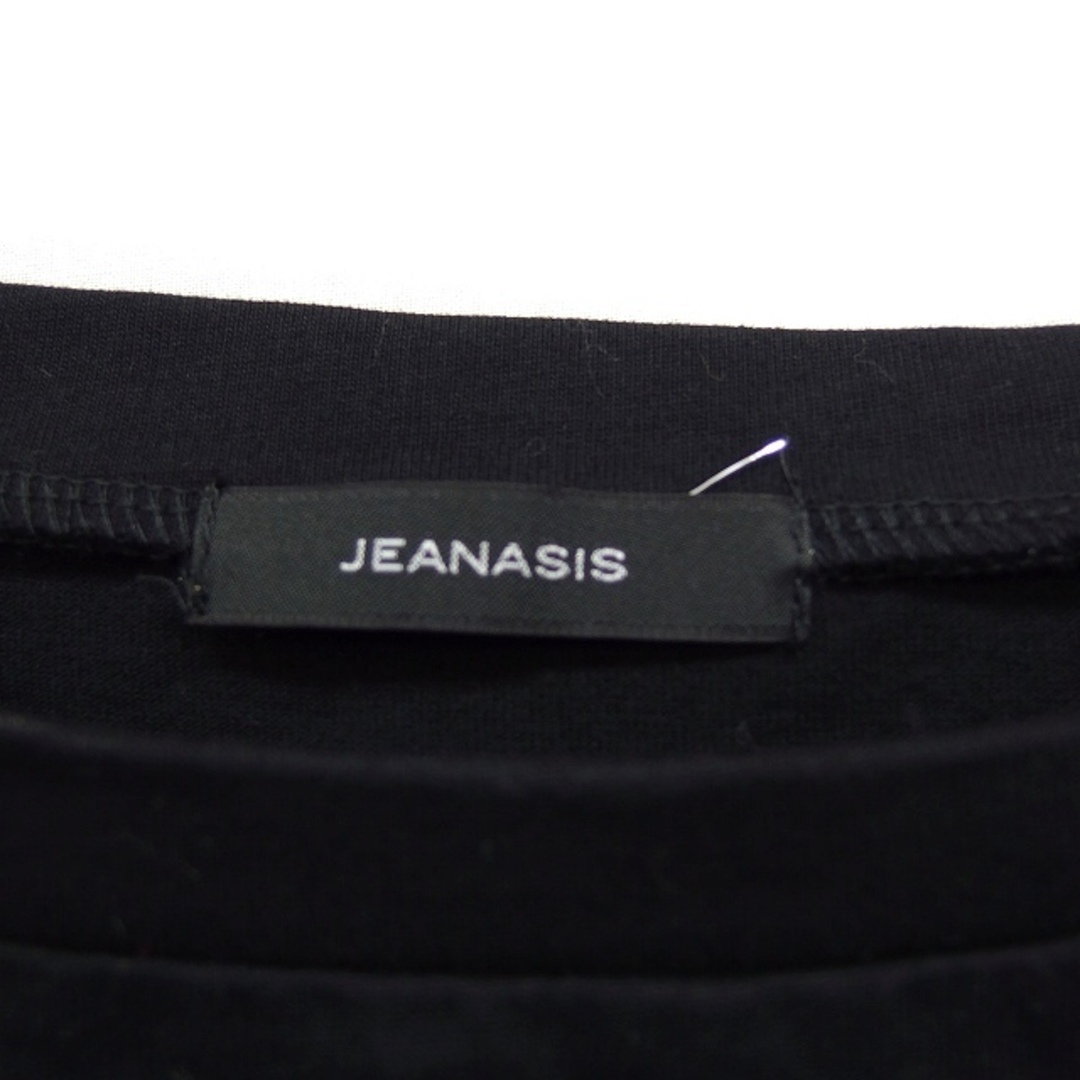 JEANASIS(ジーナシス)のジーナシス JEANASIS 花刺繍カットソー Tシャツ 半袖 ボートネック 黒 レディースのトップス(カットソー(半袖/袖なし))の商品写真