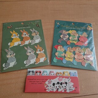ディズニー(Disney)の美品 Disney ディズニー 付箋 カード 文房具set(キャラクターグッズ)