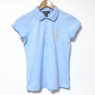 ラルフローレン(Ralph Lauren)のラルフローレン キッズXL(16) S パールビジューロゴポロシャツ 半袖 水色(ポロシャツ)