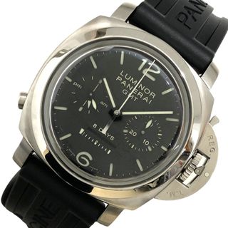 PANERAI - 　パネライ PANERAI ルミノール 1950 8デイズ クロノ モノプルサンテ GMT PAM00275 ブラック SS/純正尾錠・純正レザーベルト 手巻き メンズ 腕時計