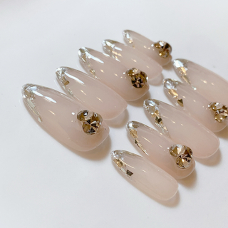 現品　ガラスフレンチ　ネイルチップ　ワンホン　シンプル　ガーリー　量産型　大人 コスメ/美容のネイル(つけ爪/ネイルチップ)の商品写真