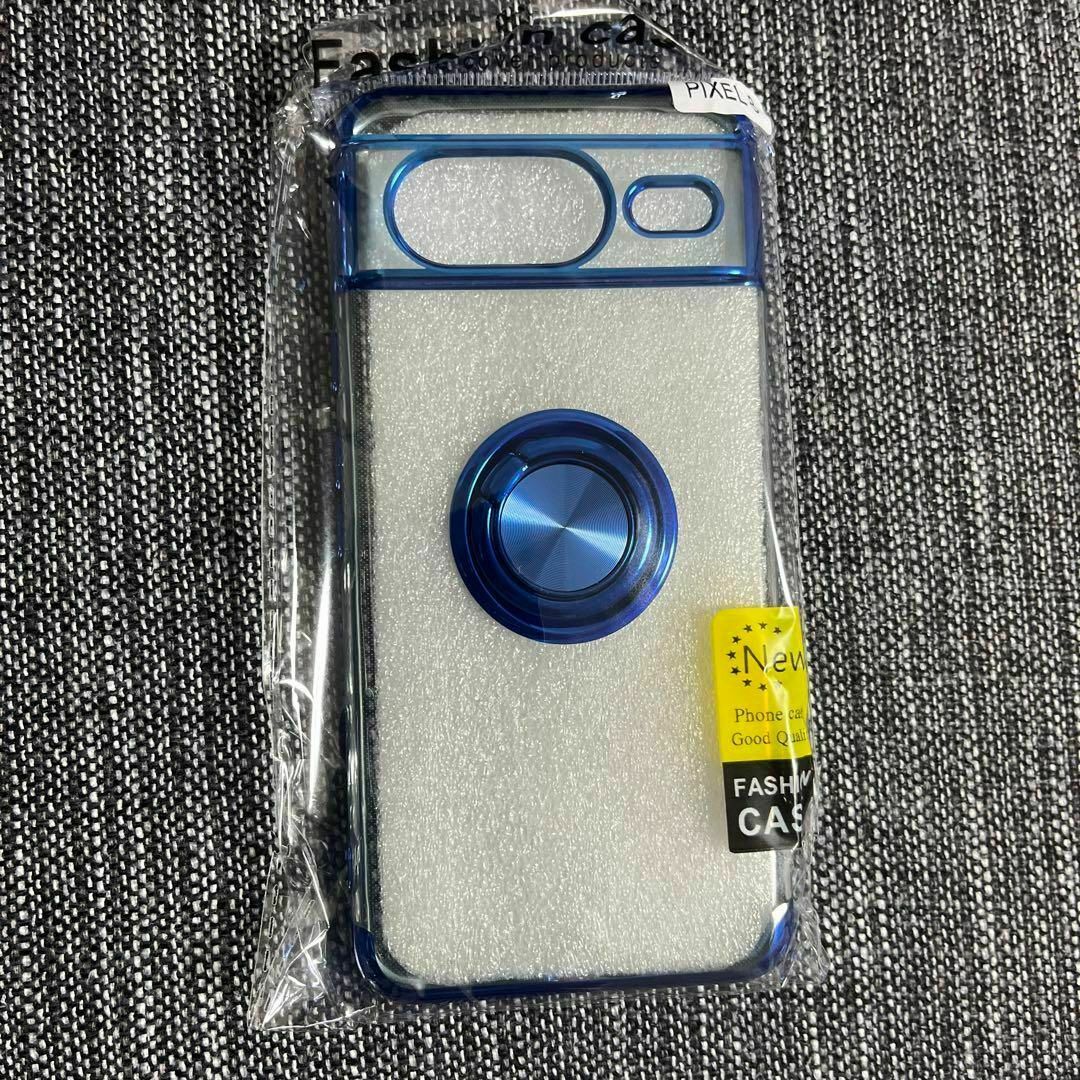 Google Pixel(グーグルピクセル)のPixel 8 ケース 透明 TPU リング ブルー スマホ/家電/カメラのスマホアクセサリー(Androidケース)の商品写真