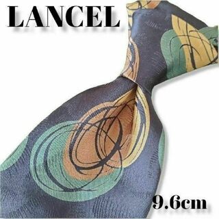 ランセル(LANCEL)のLANCEL　ブランドネクタイ　レトロ　紺緑黄茶　織り柄　メンズ(ネクタイ)