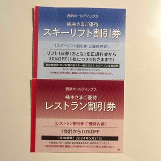 西武ホールディングス　株主優待　スキーリフト割引券　レストラン割引券(スキー場)