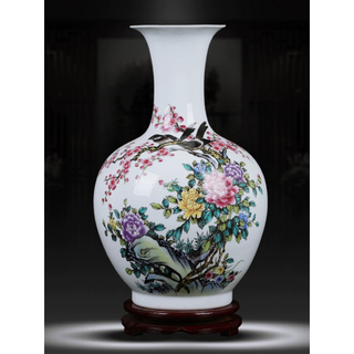 景徳鎮花瓶 かびん 花器 花入れフラワーベース花柄 高級感 置物 陶磁器工芸 (花瓶)