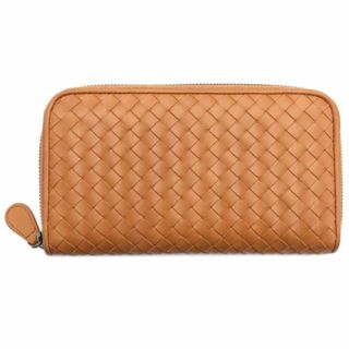 ボッテガヴェネタ(Bottega Veneta)のボッテガヴェネタ 財布 BOTTEGA VENETA レザー イントレチャート ラウンドファスナー長財布 オレンジ系 メンズ OJ10129(財布)