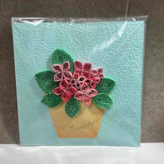 ペーパークイーリング　完成品　壁掛け　ピンクのお花　鉢植え　ハンドメイド(インテリア雑貨)