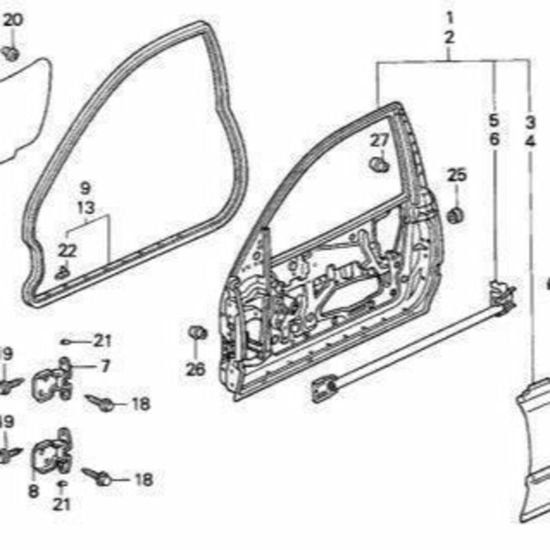 ホンダ(ホンダ)のホンダ EG4 EG6 シビック フロントドアサブシール 左右  メーカー純正品 自動車/バイクの自動車(車種別パーツ)の商品写真