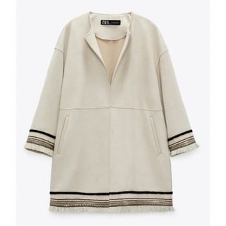 ザラ(ZARA)のZARA コントラストフェイクスウェードジャケット(スプリングコート)