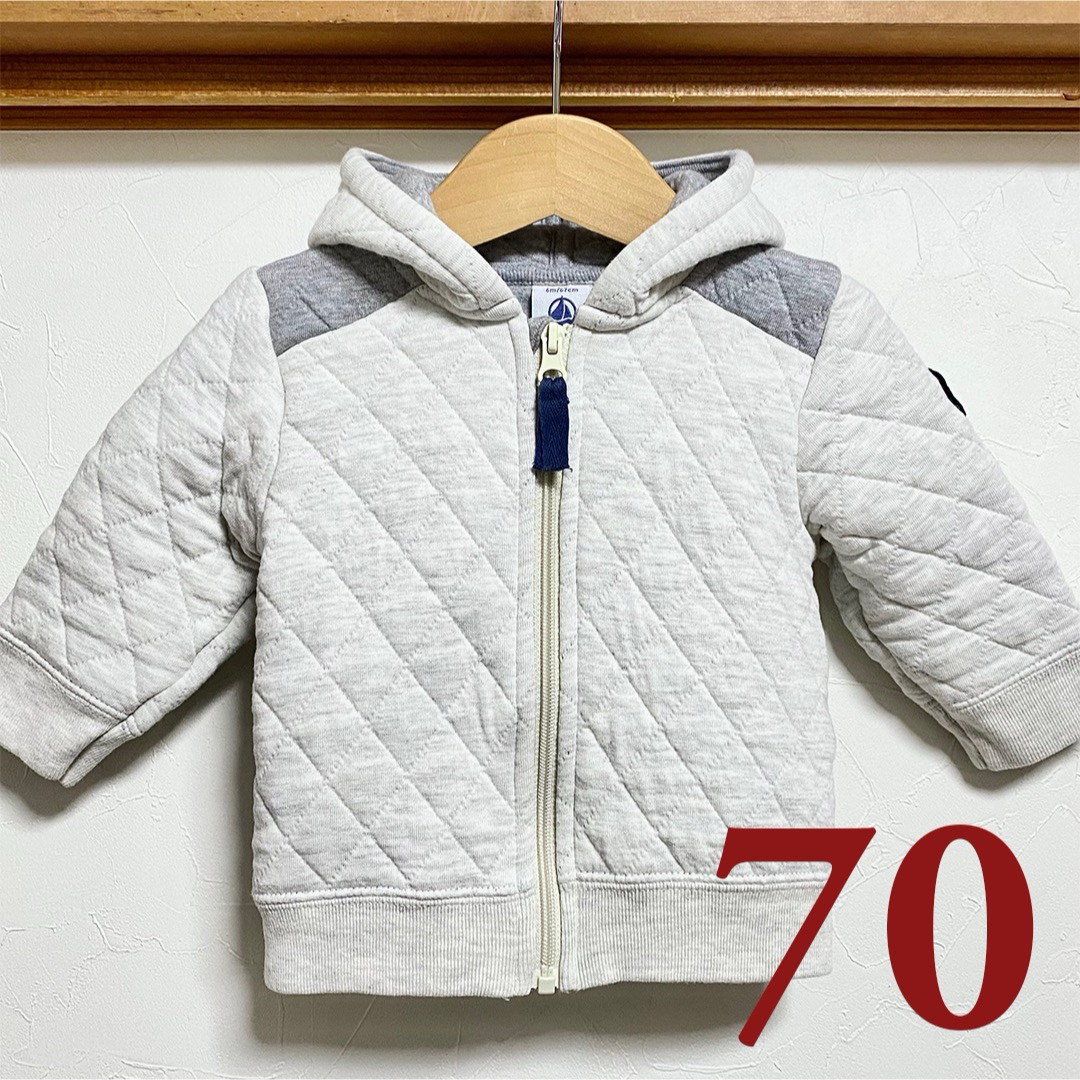 PETIT BATEAU(プチバトー)のプチバトー キルティングパーカー 6m 70 パーカー アウター カーディガン キッズ/ベビー/マタニティのベビー服(~85cm)(その他)の商品写真