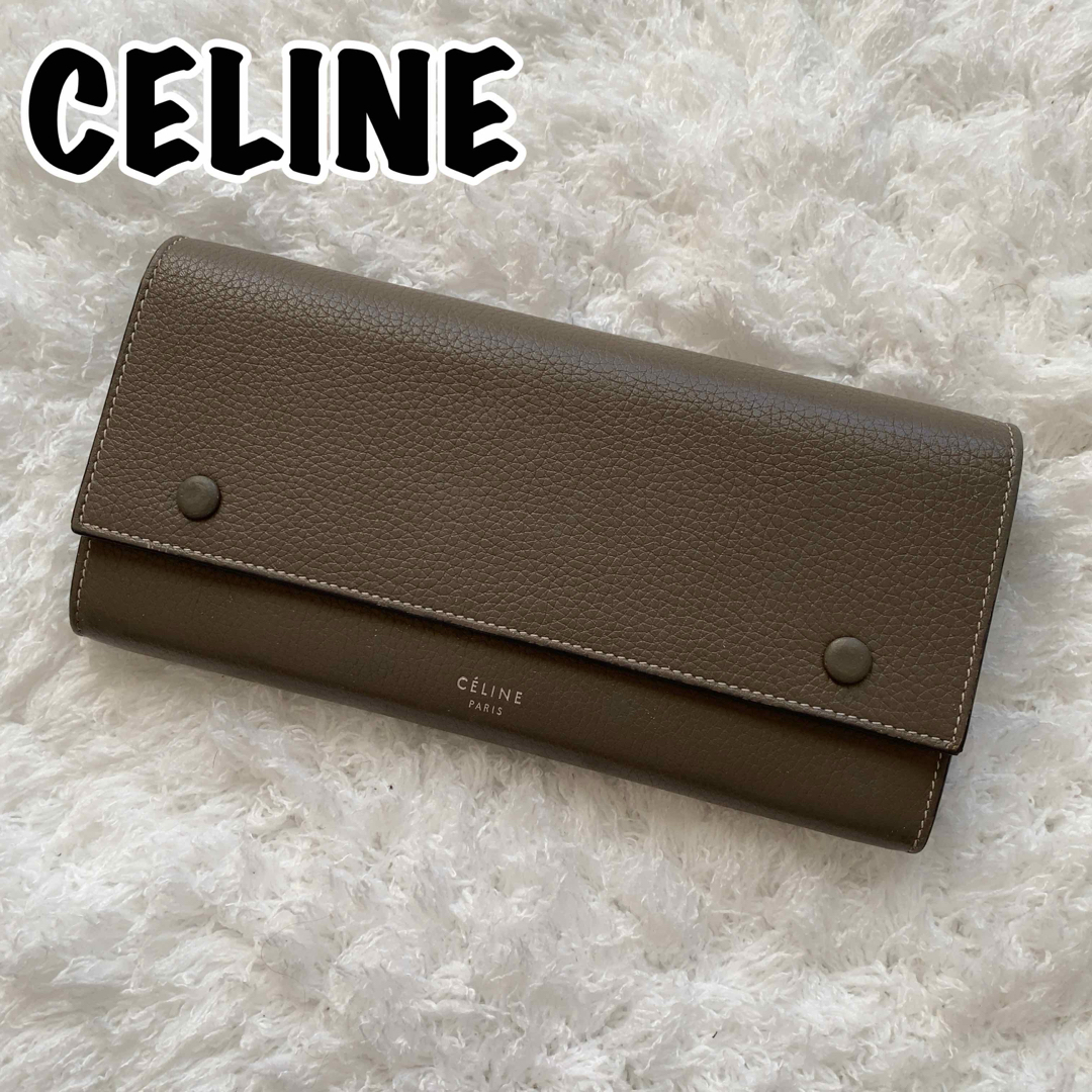 celine(セリーヌ)のCELINE 長財布 二つ折り ラージフラップ マルチファンクション グレージュ レディースのファッション小物(財布)の商品写真