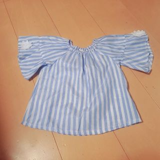 試着のみほぼ新品ベビー服☆半袖カットソー☆ストライプ80cm(シャツ/カットソー)