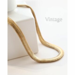 ヴィンテージ(VINTAGE)のスネークチェーン チャンキー ゴールドカラー vintage ネックレス 8㎜(ネックレス)