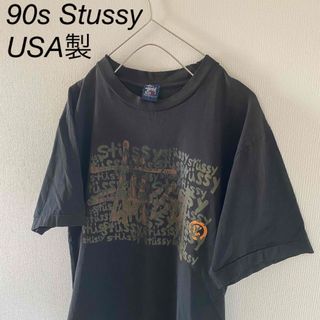 ステューシー(STUSSY)の90sStussyステューシーUSA製メンズ半袖tシャツシングルステッチブラック(Tシャツ/カットソー(半袖/袖なし))