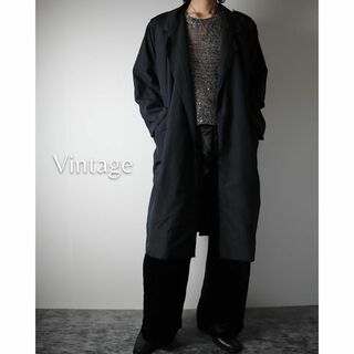 VINTAGE - ミリタリー調 ナイロン ガウン 黒 フランス製 80s ユーロ vintage
