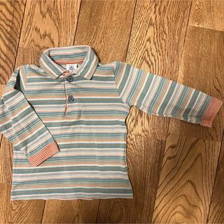 プチバトー(PETIT BATEAU)の☆プチバトー☆長袖カットソー　綿100 長袖ポロシャツ　キッズベビー　ボーダー(シャツ/カットソー)