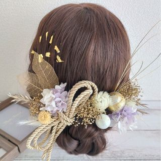 ヘッドドレス 髪飾り＊結婚式 成人式 卒業式~和玉 ロープ~パープル 紫 18本(ヘッドドレス/ドレス)