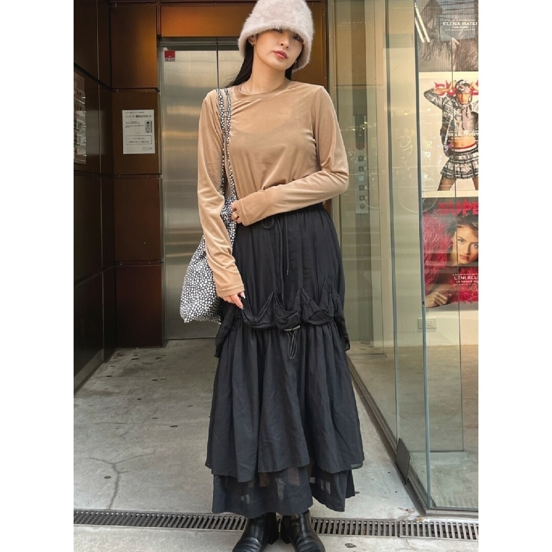 ENFOLD - ENFOLD シアーコットン レイヤードフリルSKIRTの通販 ENFOLD - ENFOLD シアーコットン レイヤードフリルSKIRTの通販
