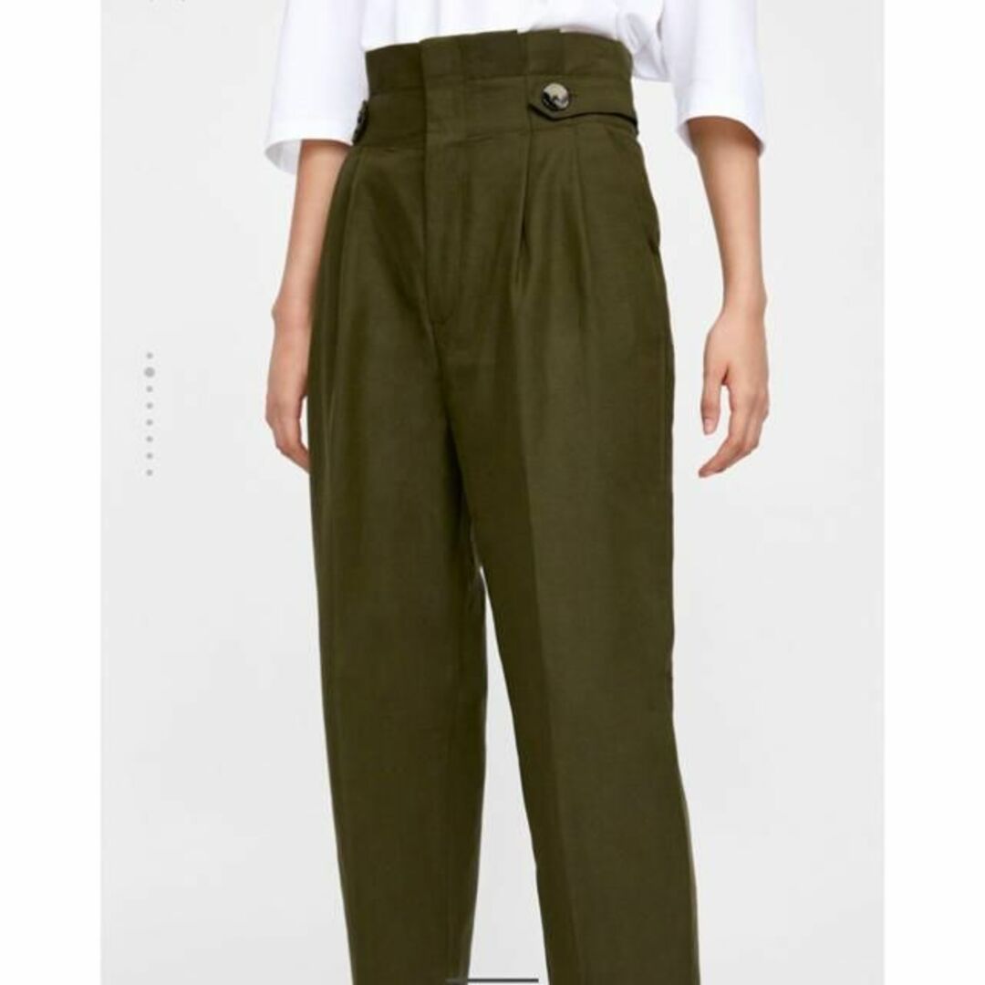 ZARA - 新品 Zara ハイウエストパンツ カーキ S 麻 リネンパンツ