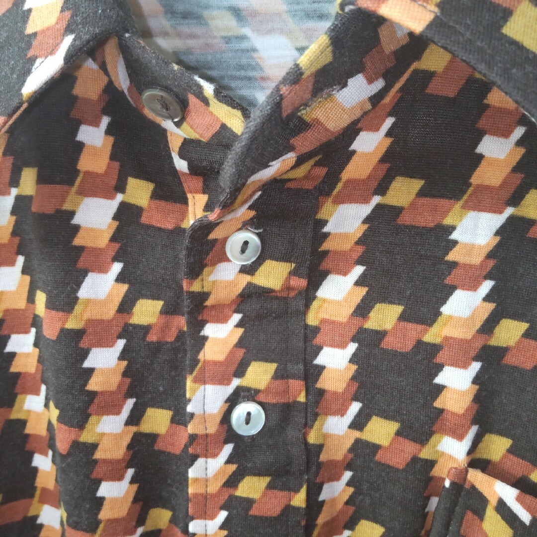 Arnold Palmer(アーノルドパーマー)のオールド ARNOLD PALMER レナウン製 総柄 レーヨン ドレスシャツ メンズのトップス(ポロシャツ)の商品写真